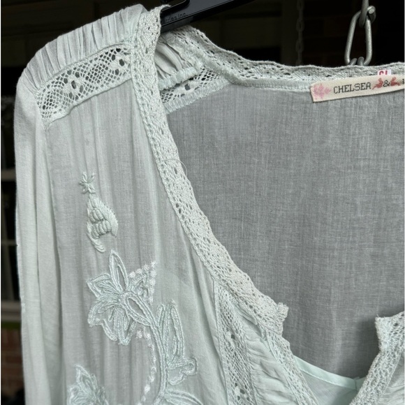 CHELSEA & VIOLET~SOFT NOSTALGIC~MIDI DRESS~PALE GREEN~LONG SLEEVE~DROP WAIST~BR - Picture 6 of 14